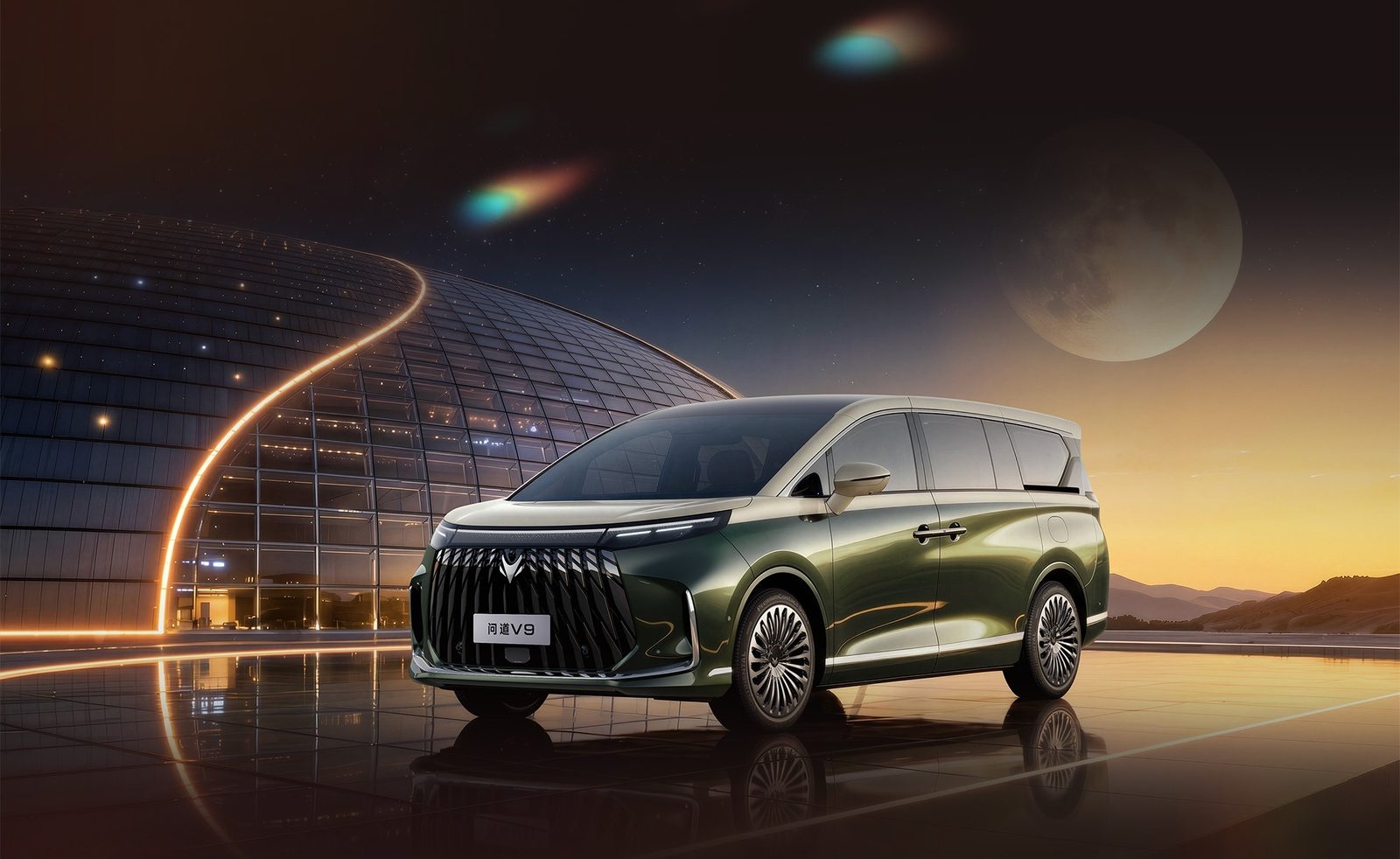 Arcfox Wendao V9 2026 — экстерьер, front 3q night