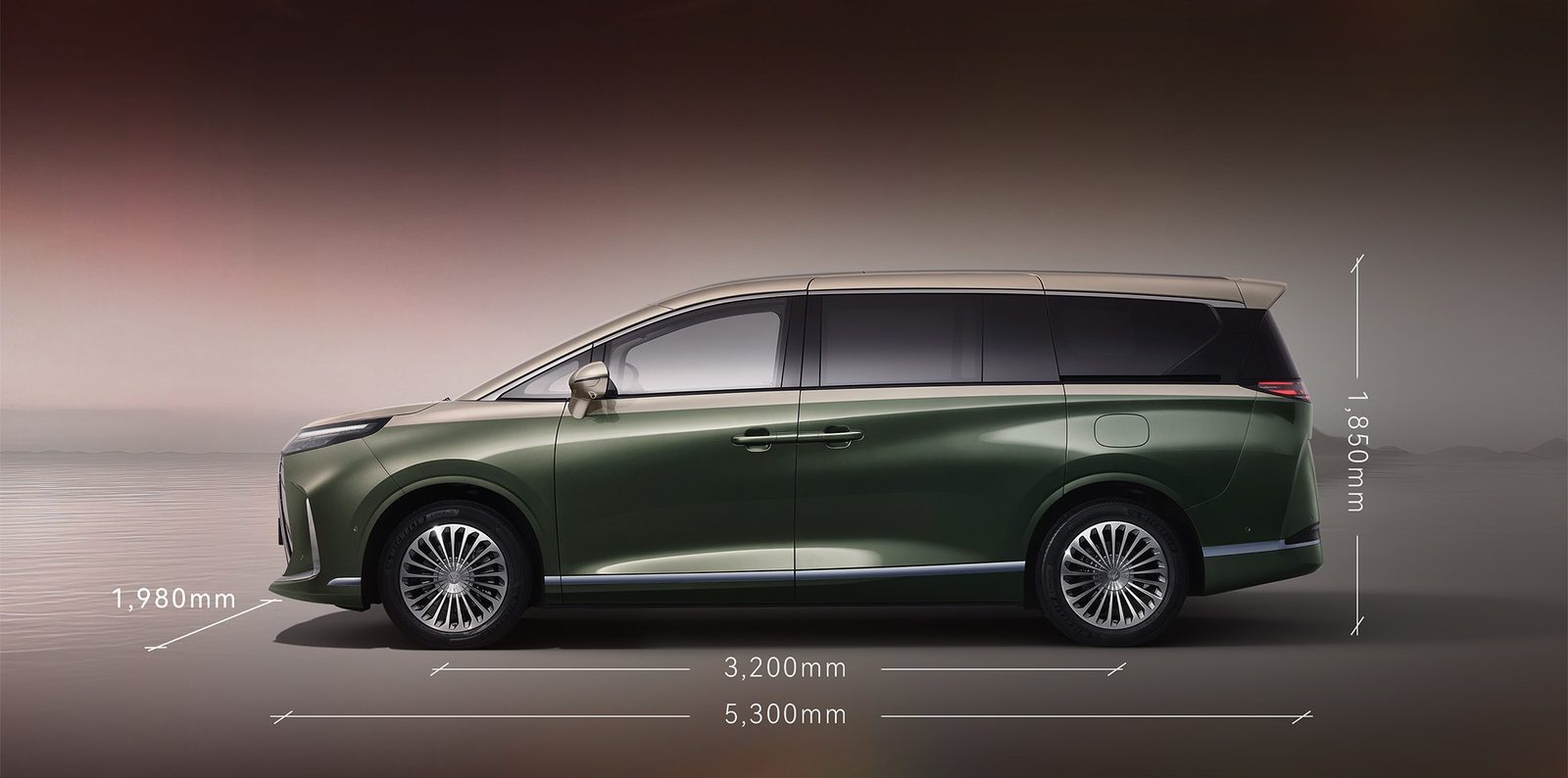 Arcfox Wendao V9 2026 — экстерьер, side profile dimensions