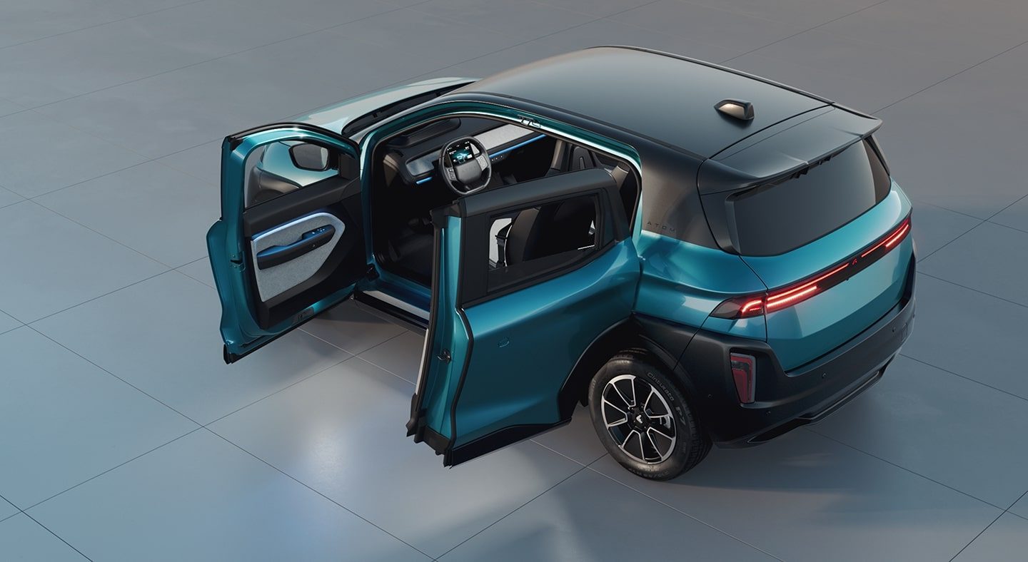 Atom 2026 — экстерьер, doors open rear 3q, рынок Russia pre-order