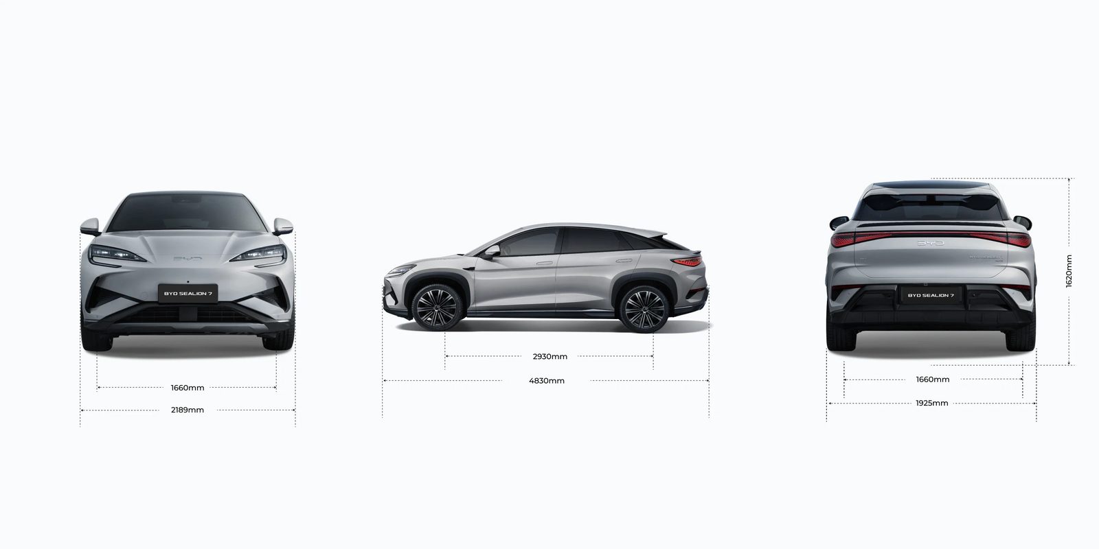 BYD Sealion 07 EV 2024 — экстерьер, dimensions collage, рынок global_export