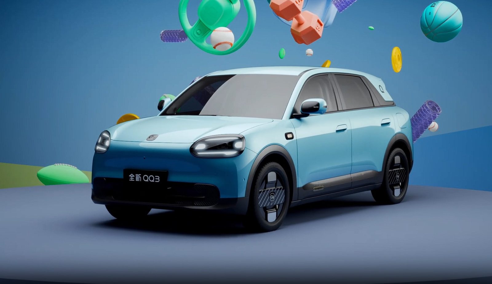 Chery Group QQ3 EV 2026 — экстерьер, вид спереди 3/4, рынок internal_mvp