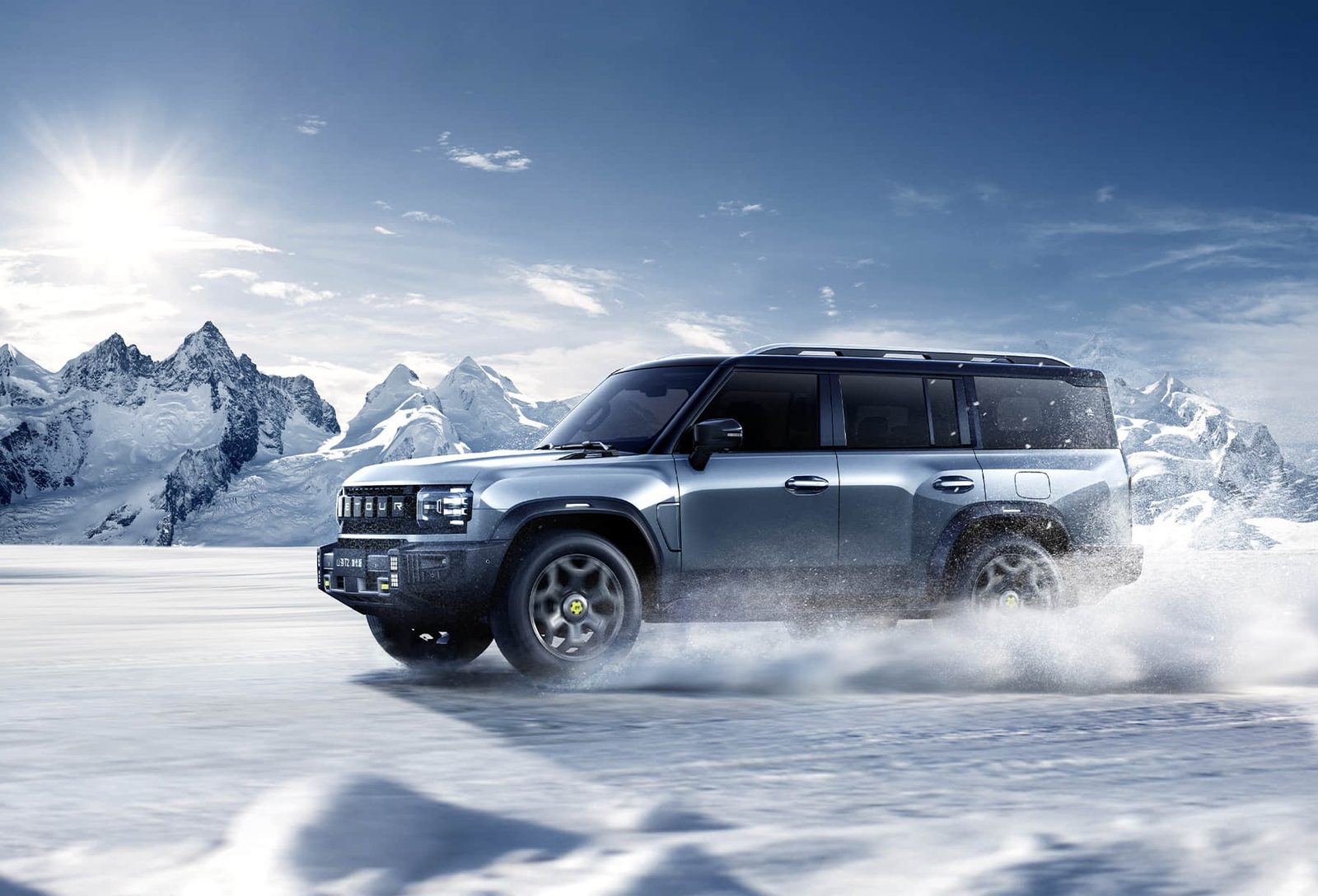 Chery Group Jetour Shanhai T2 / Traveller C-DM 2025 — экстерьер, snow action front 3q, рынок China / global Jetour T2 i-DM reference
