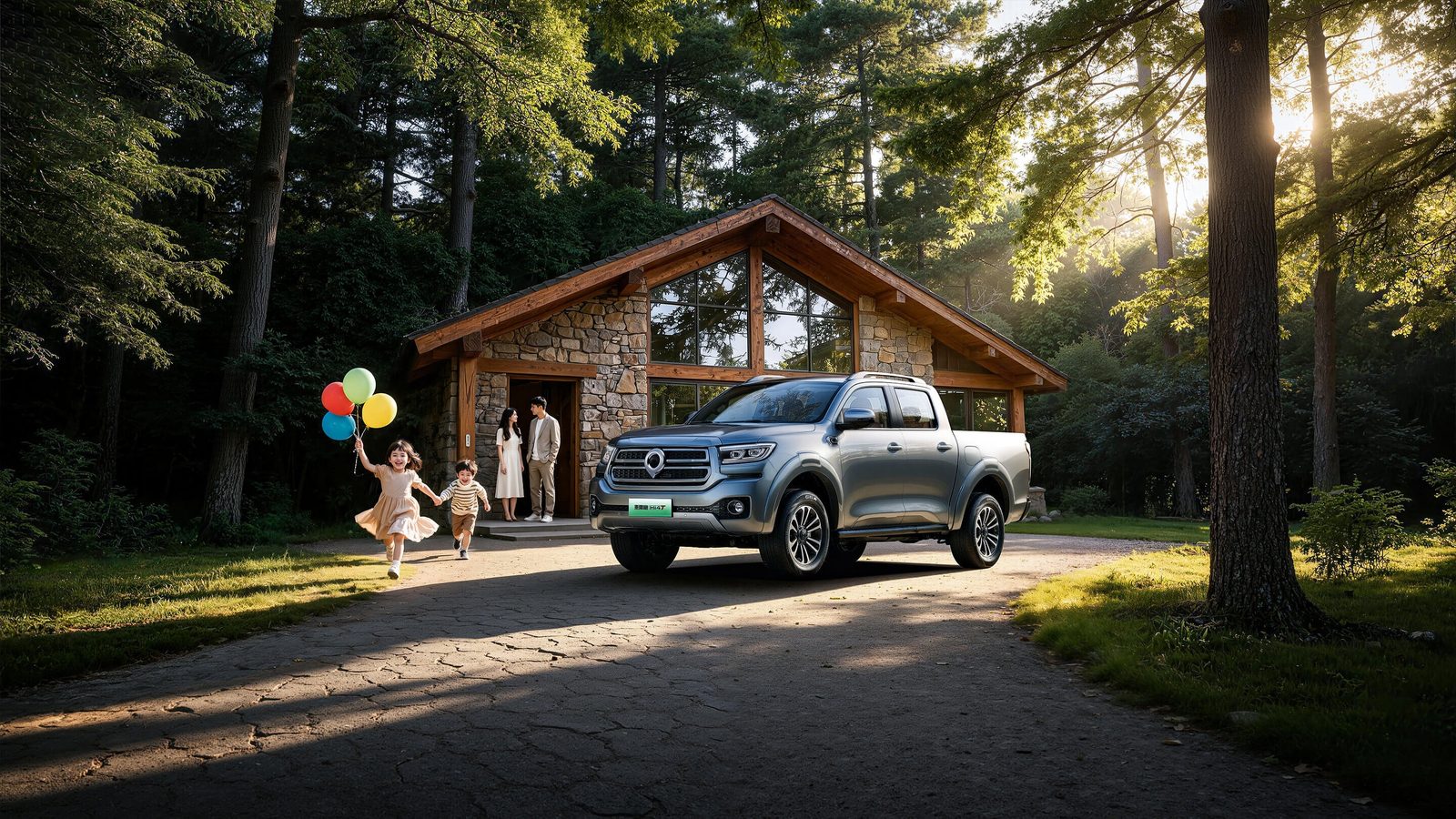 GWM Pickup Passenger Cannon Hi4-T PHEV 2026 — экстерьер, front 3q cabin lifestyle, рынок China