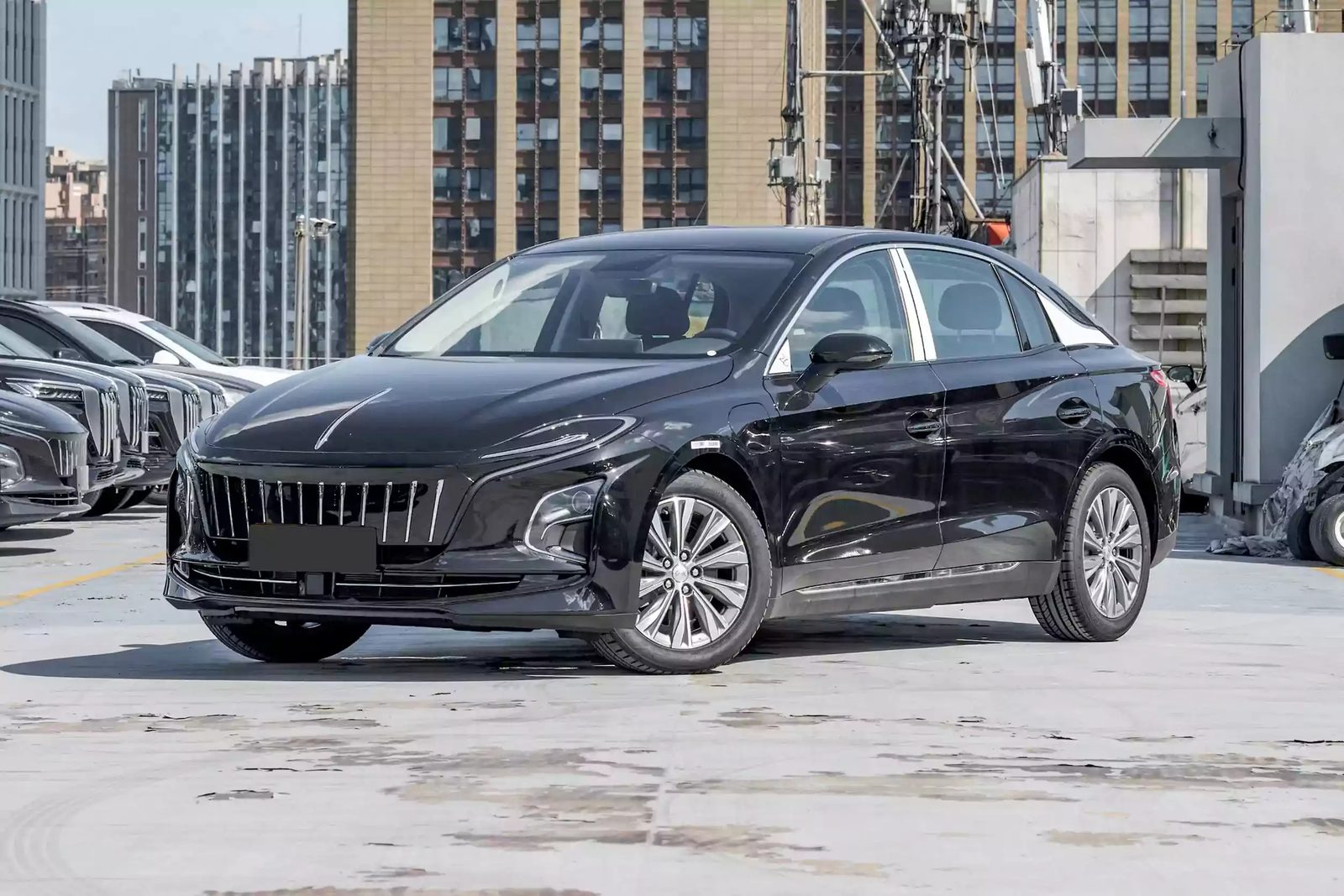 Hongqi E-QM5 2021 — экстерьер, front 3q black, рынок China/import