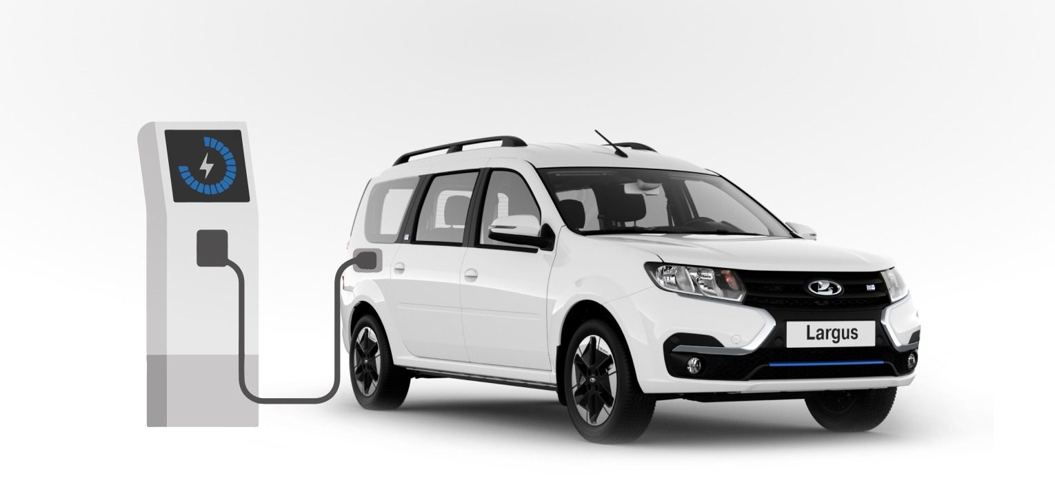 LADA e-Largus Passenger 2024 — экстерьер, charging front 3q