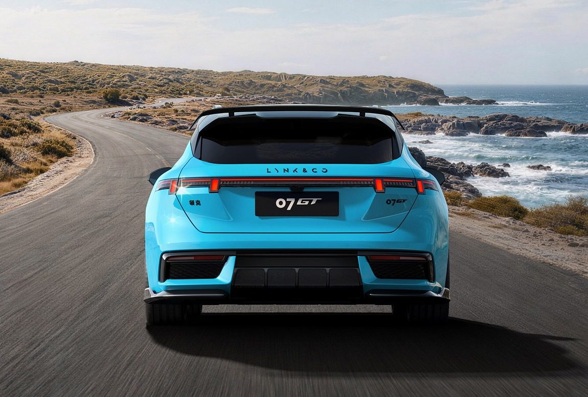 Lynk & Co 07 GT EM-P 2026 — экстерьер, rear blue, рынок China official pre-sale