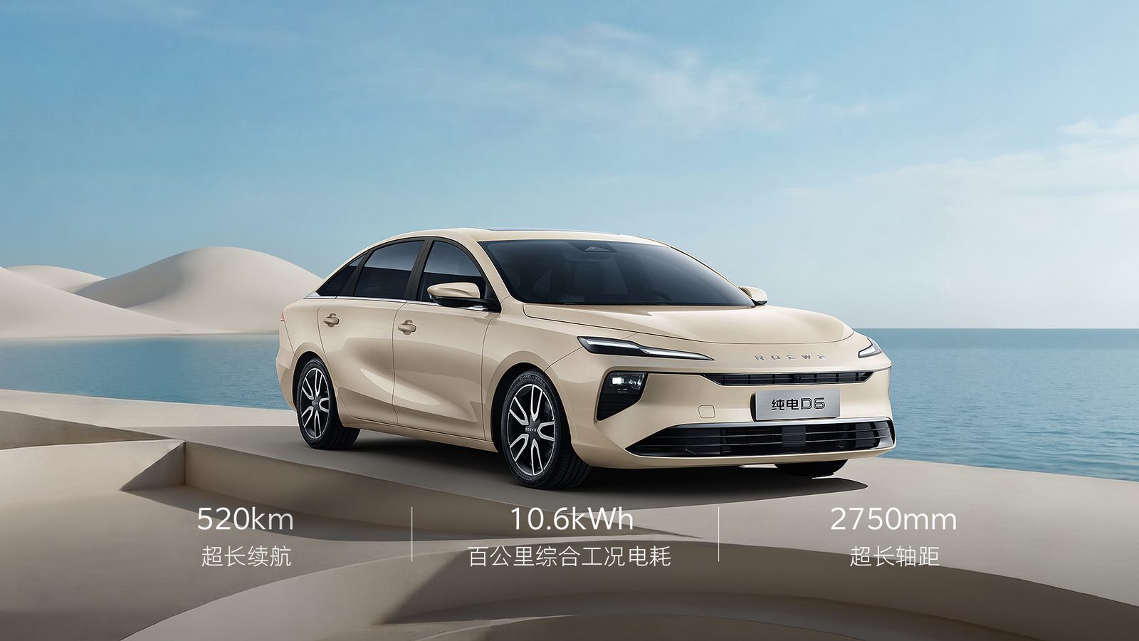 Roewe D6 EV 2026 — экстерьер, front 3q hero kv, рынок China OEM