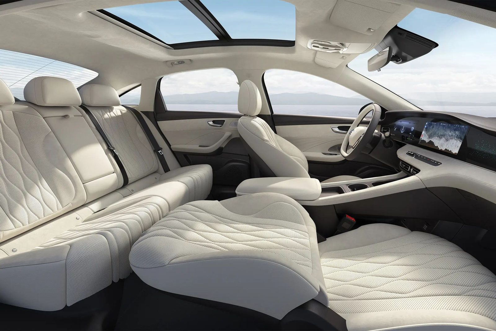 Roewe D7 DMH 2025 — интерьер, второй ряд сидений, рынок internal_mvp