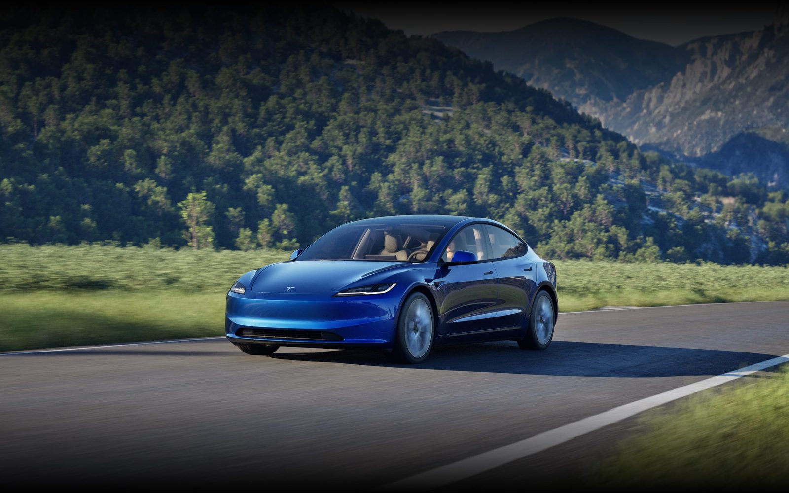 Tesla Model 3 China 2023 — экстерьер, вид спереди 3/4, рынок China/global official