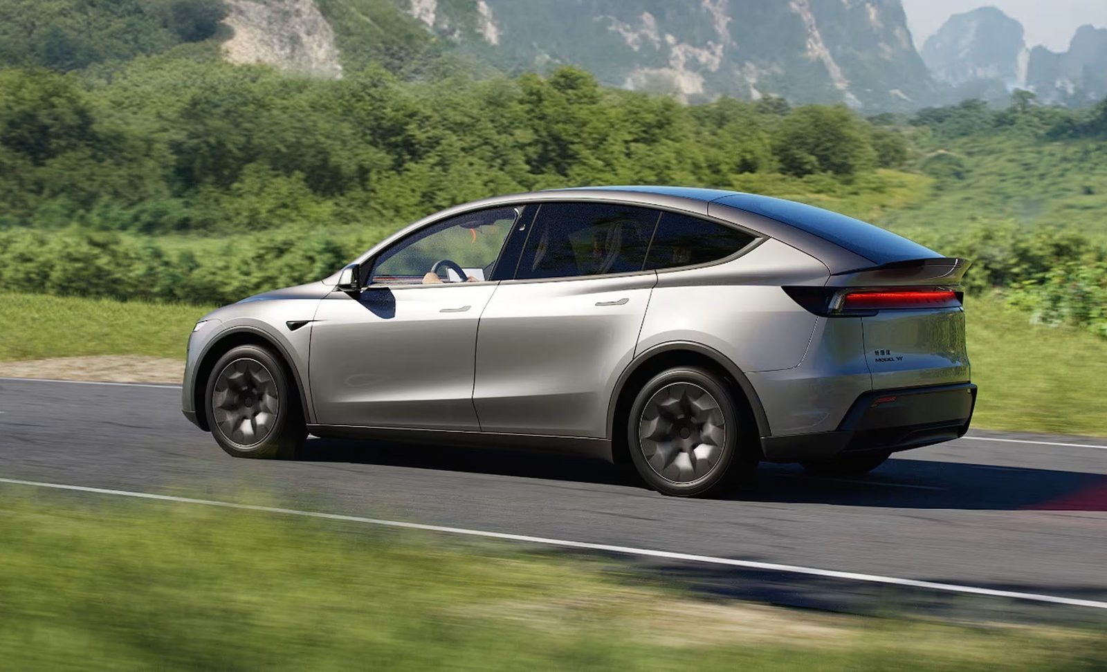 Tesla Model Y L China 2025 — экстерьер, side profile road, рынок China / Model Y L reference