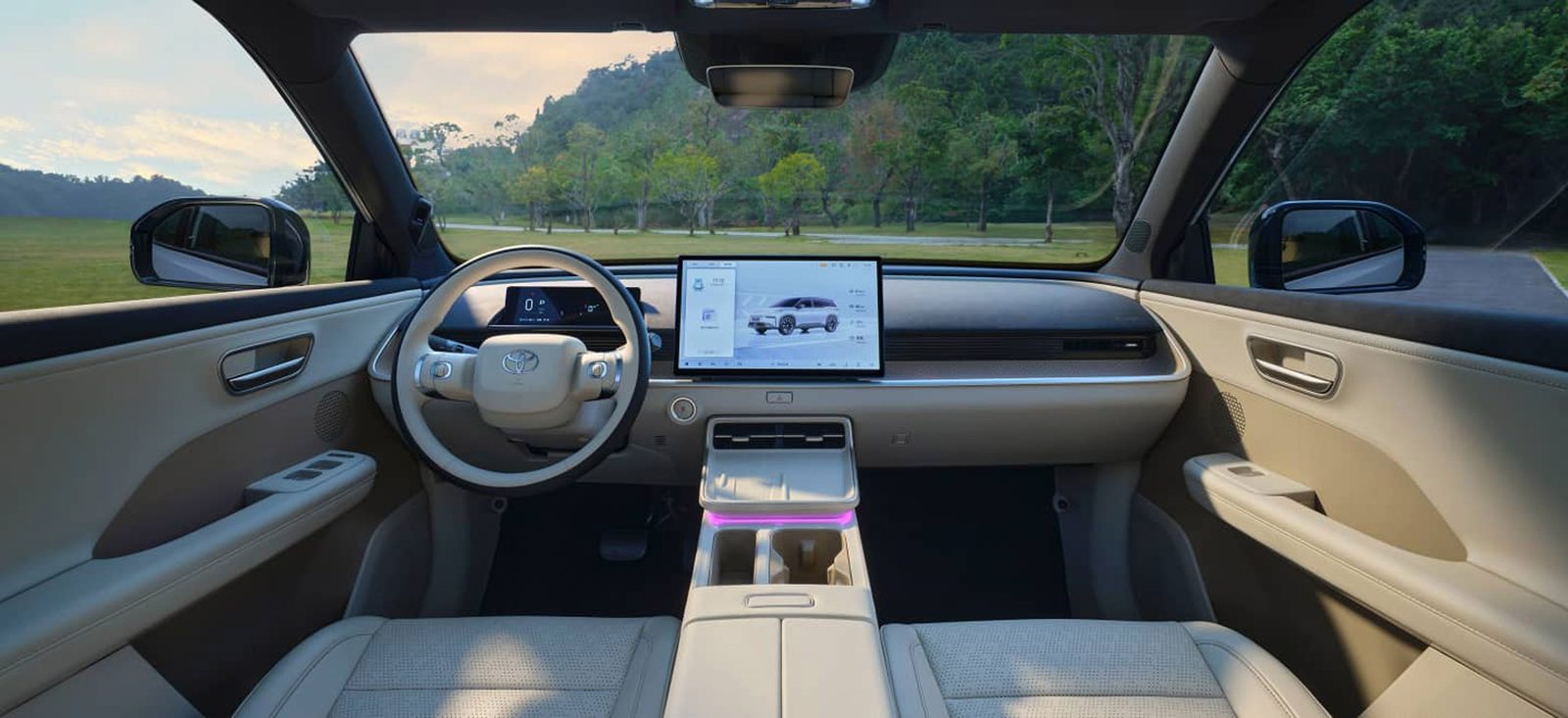 Toyota bZ3X China 2026 — главное фото модели, интерьер, передняя панель, рынок internal_mvp
