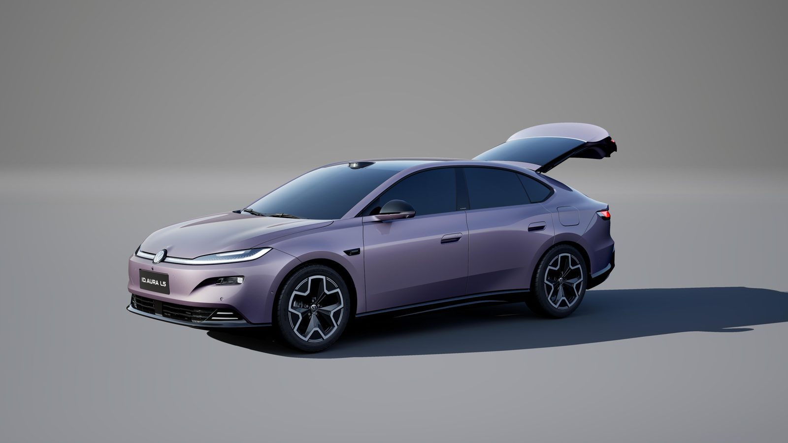 Volkswagen ID. AURA L5 2027 — экстерьер, side front 3q liftgate open, рынок China
