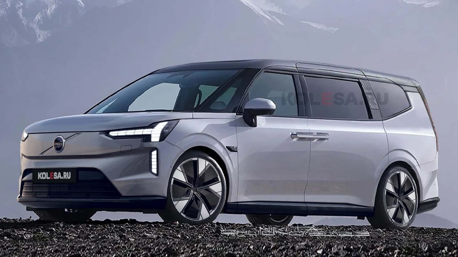 Volvo EM90 2024 — главное фото модели, экстерьер, вид спереди 3/4, рынок internal_mvp