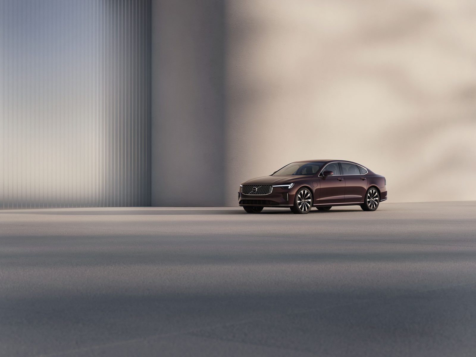 Volvo S90 T8 China 2026 — экстерьер, side profile, рынок China / refreshed S90 global press material