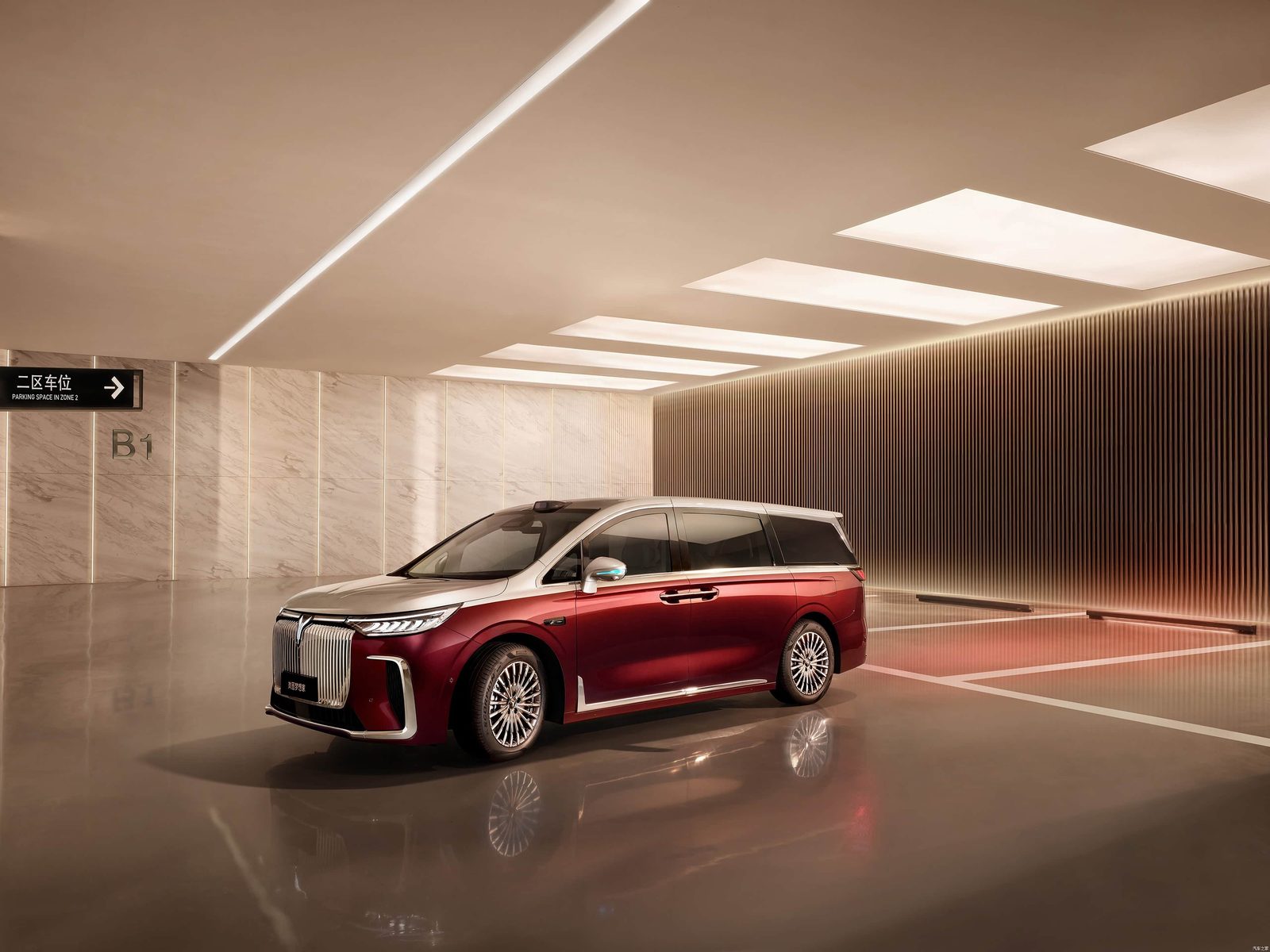 Voyah Dreamer 9 EV — экстерьер, front 3q indoor, рынок China pre-sale; Dreamer 9 EV/PHEV shared body and cabin