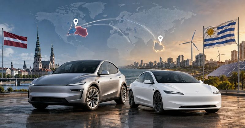 Tesla launches in Latvia and Uruguay, expanding on two continents