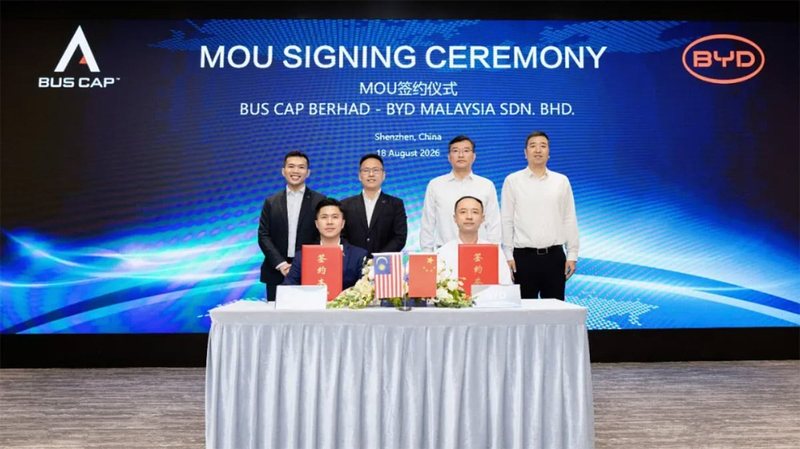 BYD signs MOU with Malaysia's Bus Cap to localize electric bus production