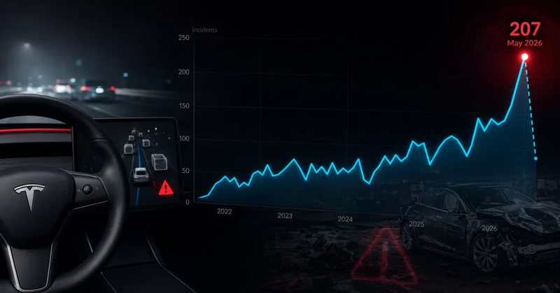 Tesla Autopilot and FSD crashes hit record 207 in a single month